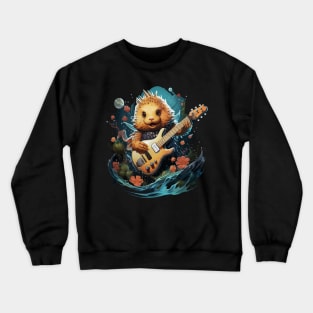 Puffer Fish Playing Guitar Crewneck Sweatshirt